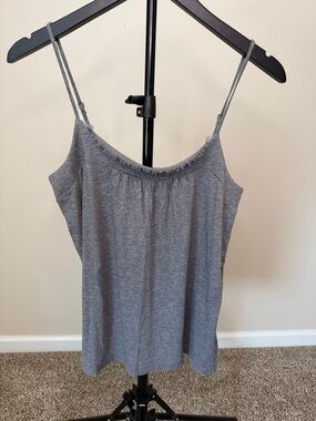 LOFT Grey Fringe-Trim Spaghetti Strap Camisole
